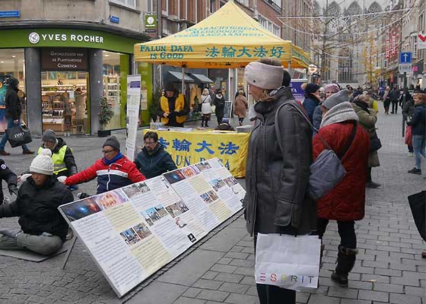Image for article Бельгия. Люди высоко оценили принципы Фалунь Дафа во время мероприятия в Международный день прав человека