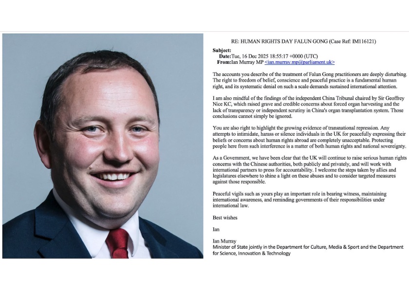 Image for article Великобритания. Министр выразил поддержку мероприятиям группы Фалуньгун, посвящённым Дню прав человека